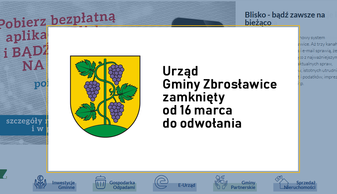 Urząd Gminy zamknięty do odwołania!